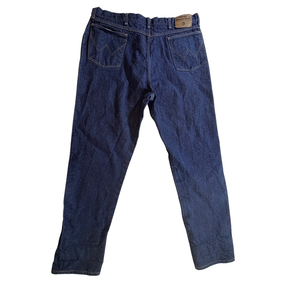 Wrangler Rugged Wear Jeans‎ Mens 40x34 Dark Wash Straight Leg Cotton Made in USA - Picture 2 of 9